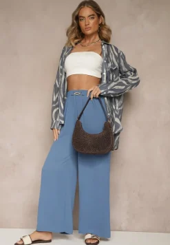 Granatowe Szerokie Spodnie Bailesa