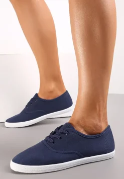 Granatowe Sznurowane Tenisówki Przed Kostkę Jennessa