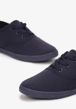 Granatowe Sznurowane Tenisówki Przed Kostkę Calapse