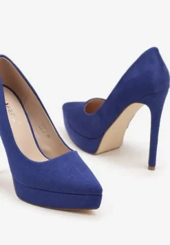 Granatowe Szpilki z Platformą w Klasycznym Stylu Navishia