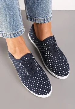 Granatowe Tenisówki przed Kostkę w Kropki Porenia