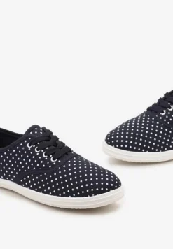 Granatowe Tenisówki przed Kostkę w Kropki Porenia