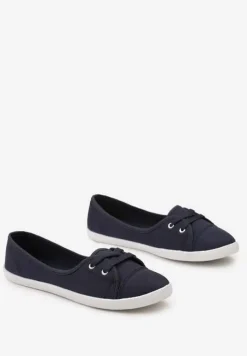 Granatowe Tenisówki Przed Kostkę z Krótkim Sznurowaniem Aviole