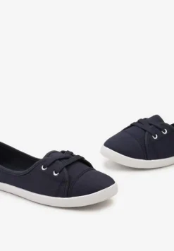 Granatowe Tenisówki Przed Kostkę z Krótkim Sznurowaniem Aviole