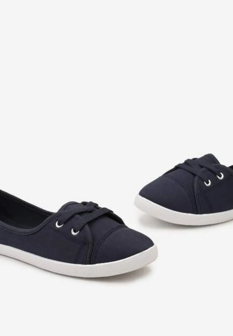 Granatowe Tenisówki Przed Kostkę z Krótkim Sznurowaniem Aviole