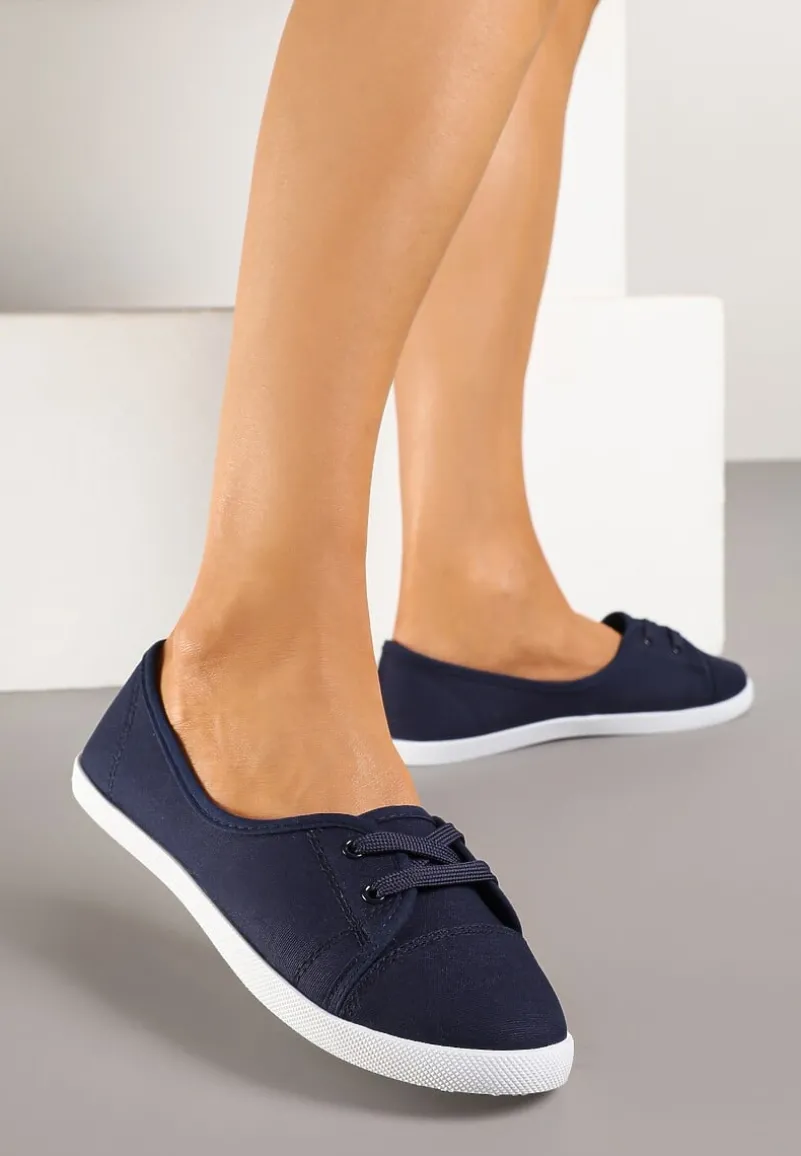 Granatowe Tenisówki Vices z Drobnym Sznurowaniem Telithia