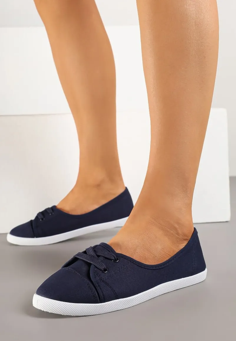 Granatowe Tenisówki Vices z Drobnym Sznurowaniem Telithia