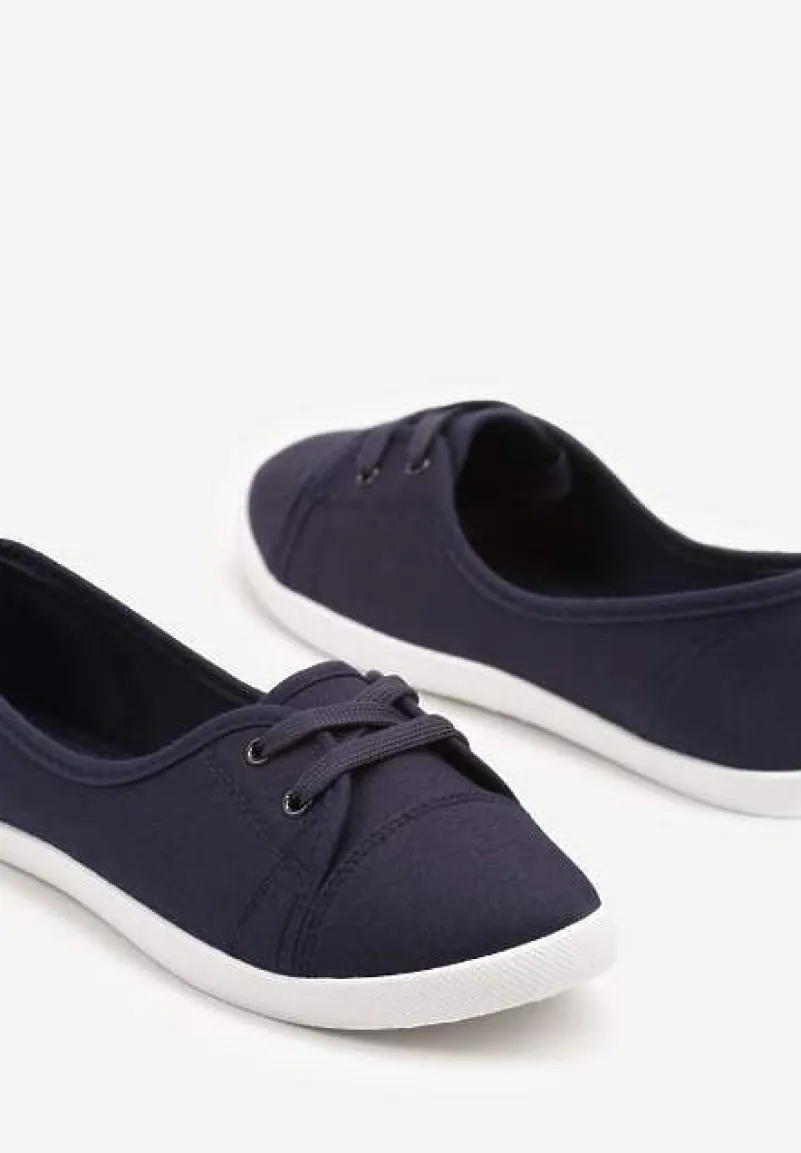 Granatowe Tenisówki Vices z Drobnym Sznurowaniem Telithia