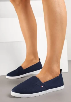 Granatowe Tenisówki Vices Basic z Materiałowymi Gumkami Aretela