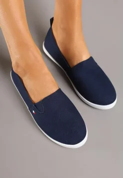 Granatowe Tenisówki Vices Basic z Materiałowymi Gumkami Aretela