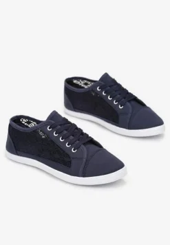 Granatowe Tenisówki z Ażurowymi Wstawkami Po Bokach Salessa