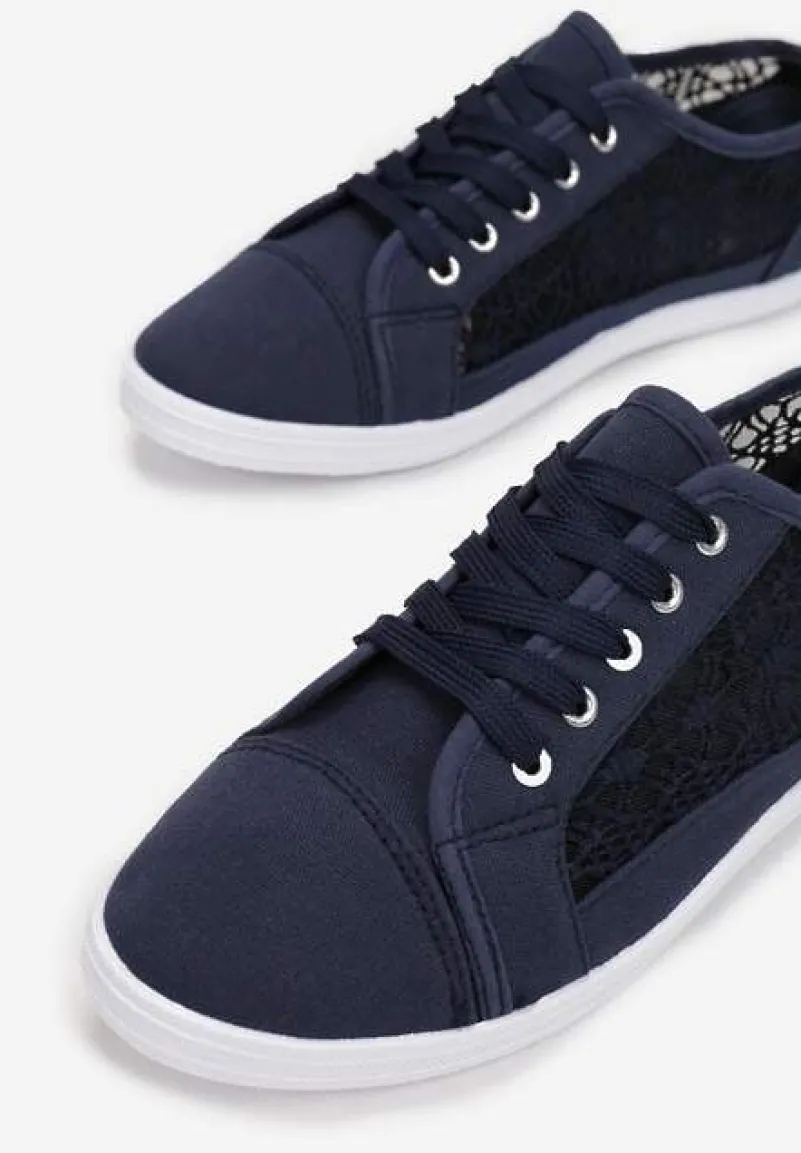 Granatowe Tenisówki z Ażurowymi Wstawkami Po Bokach Salessa