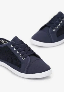 Granatowe Tenisówki z Ażurowymi Wstawkami Po Bokach Salessa