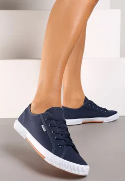 Granatowe Tenisówki Zdobione Przeszyciami Rhaerose