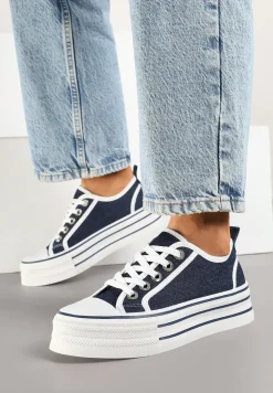 Granatowe Trampki na Grubej Podeszwie Lurivanna