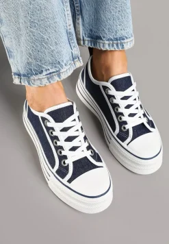 Granatowe Trampki na Grubej Podeszwie Lurivanna