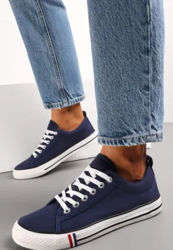 Granatowe Trampki przed Kostkę Sznurowane Islatia