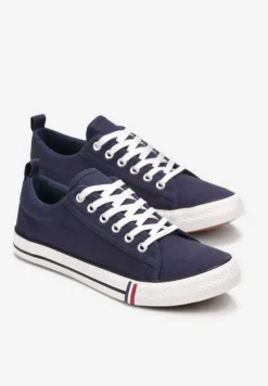 Granatowe Trampki przed Kostkę Sznurowane Islatia