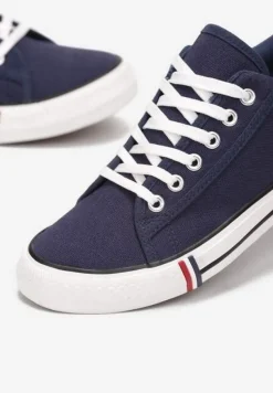 Granatowe Trampki przed Kostkę Sznurowane Islatia