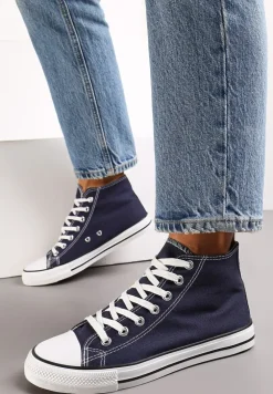 Granatowe Wiązane Trampki za Kostkę Avifala