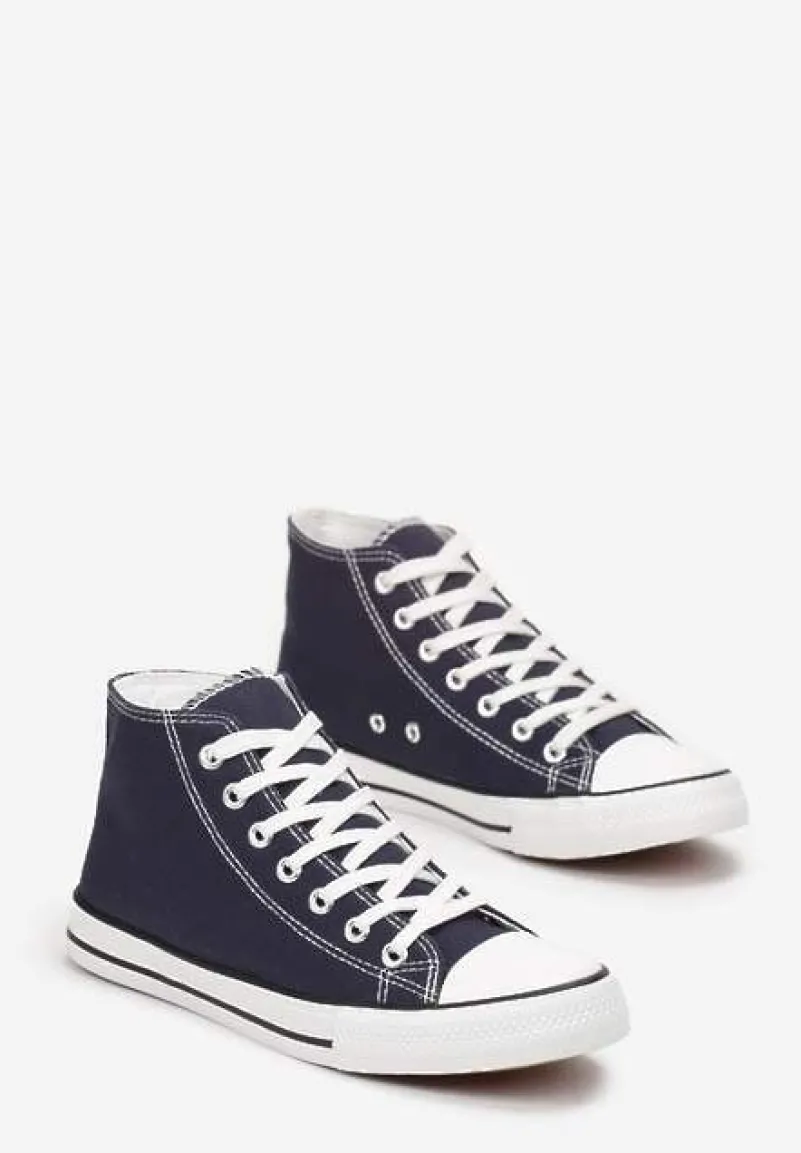 Granatowe Wiązane Trampki za Kostkę Avifala