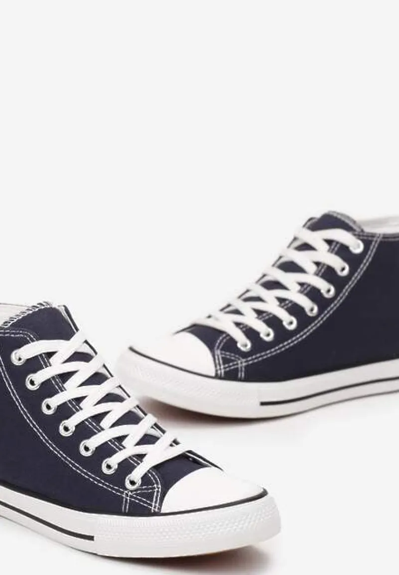 Granatowe Wiązane Trampki za Kostkę Avifala