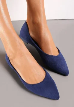 Granatowe Wsuwane Balerinki na Płaskiej Podeszwie Brooklyne