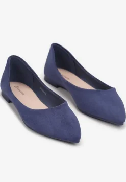 Granatowe Wsuwane Balerinki na Płaskiej Podeszwie Brooklyne