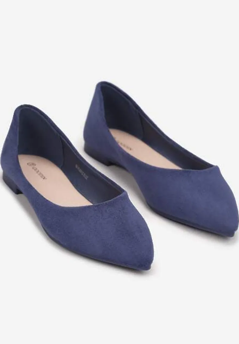 Granatowe Wsuwane Balerinki na Płaskiej Podeszwie Brooklyne