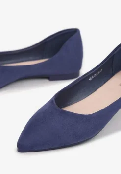 Granatowe Wsuwane Balerinki na Płaskiej Podeszwie Brooklyne