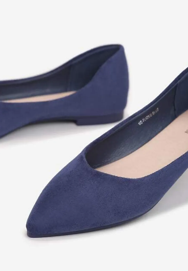Granatowe Wsuwane Balerinki na Płaskiej Podeszwie Brooklyne