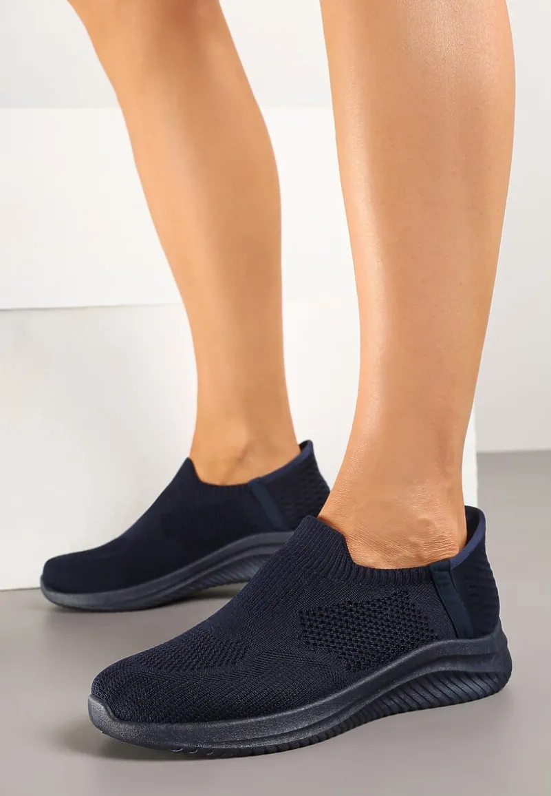 Granatowe Wsuwane Buty Sportowe Sneakersy z Siateczki Kolarietia