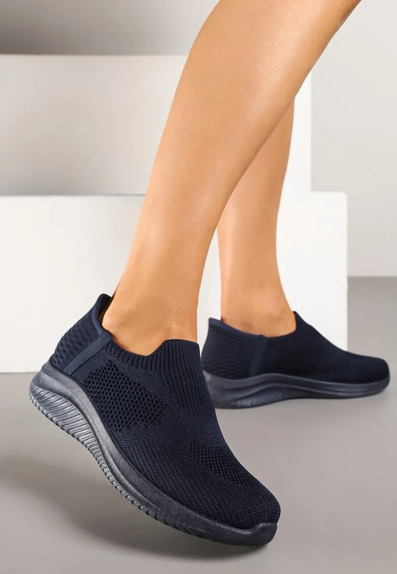 Granatowe Wsuwane Buty Sportowe Sneakersy z Siateczki Kolarietia