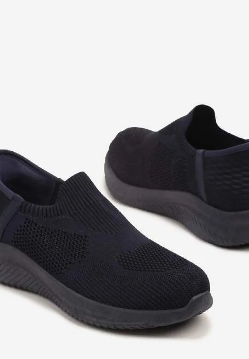 Granatowe Wsuwane Buty Sportowe Sneakersy z Siateczki Kolarietia