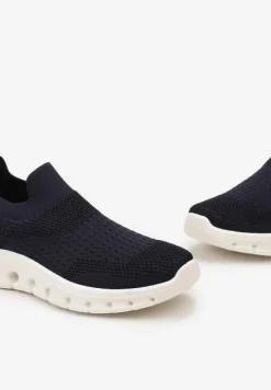 Granatowe Wsuwane Buty Sportowe z Elastyczną Cholewką do Kostki Asigruna
