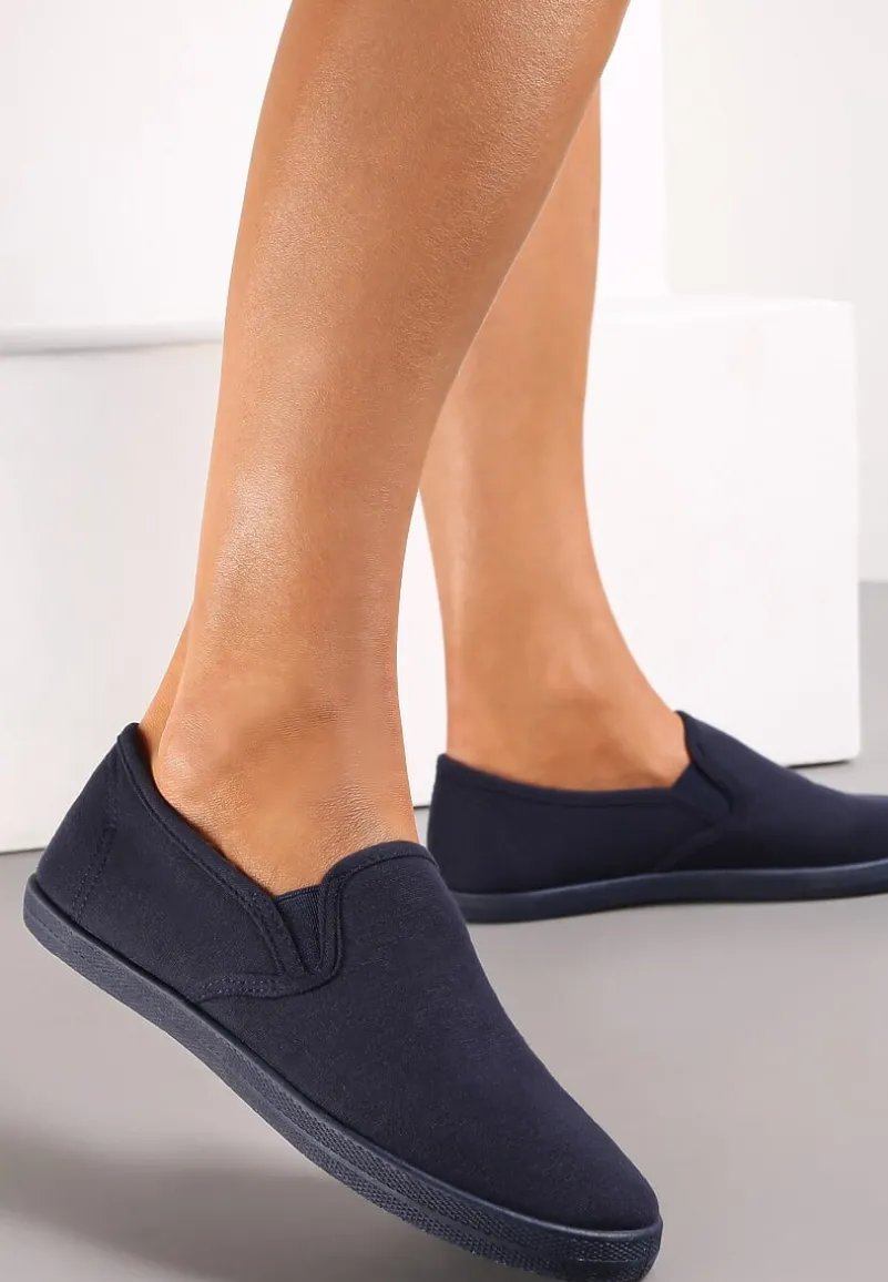 Granatowe Wsuwane Tenisówki Materiałowe Jaylisa