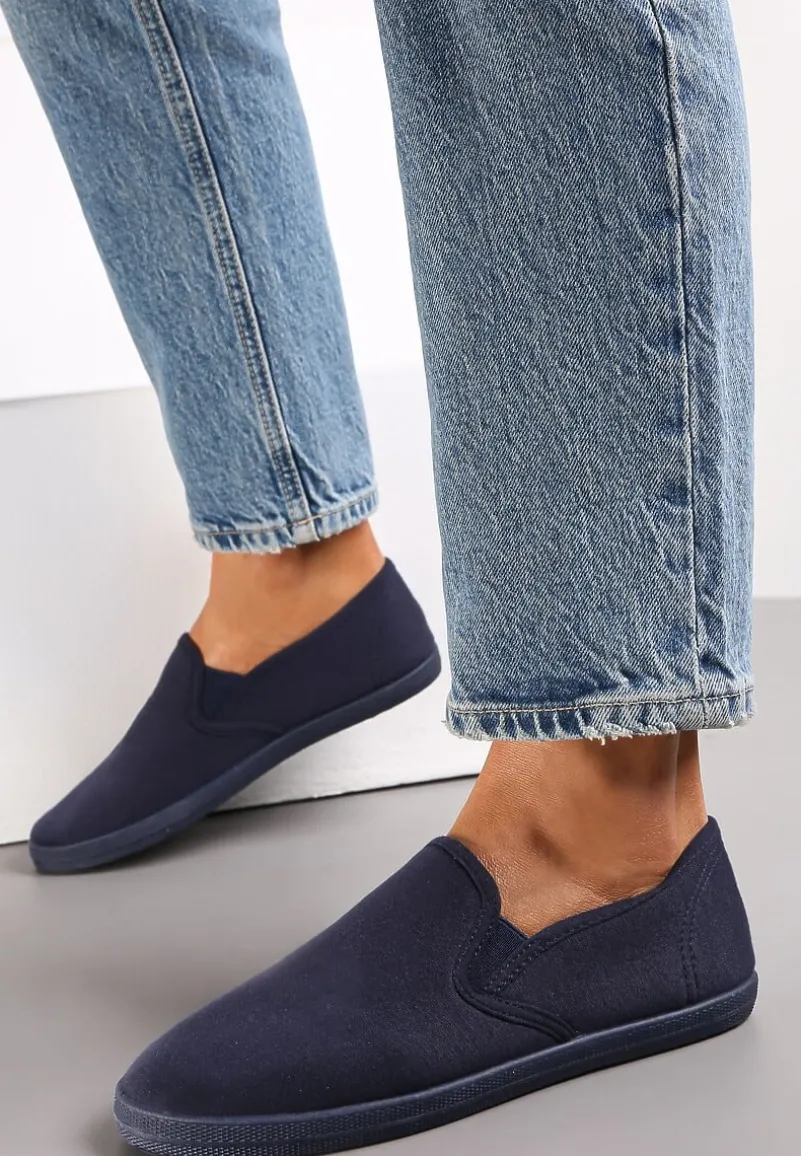 Granatowe Wsuwane Tenisówki Materiałowe Jaylisa