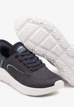 Granatowo-Miętowe Buty Sportowe Sneakersy z Ozdobnym Tłoczeniem na Pięcie i Napisem Darilen