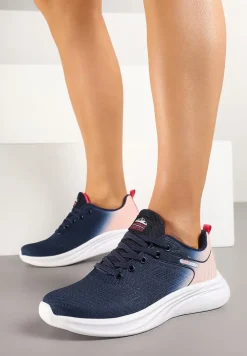 Granatowo-Różowe Buty Sportowe z Efektem Ombre na Podeszwie z Pianki Elanielia
