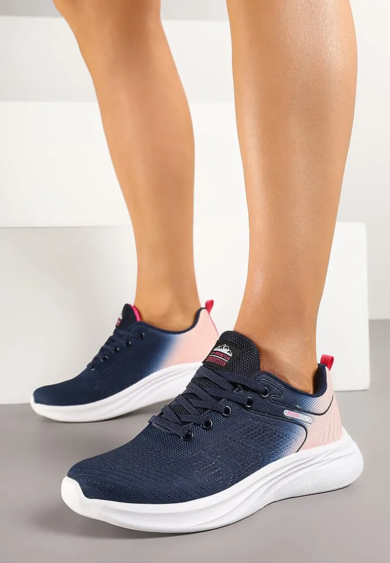 Granatowo-Różowe Buty Sportowe z Efektem Ombre na Podeszwie z Pianki Elanielia
