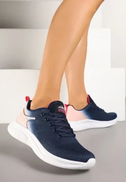 Granatowo-Różowe Buty Sportowe z Efektem Ombre na Podeszwie z Pianki Elanielia
