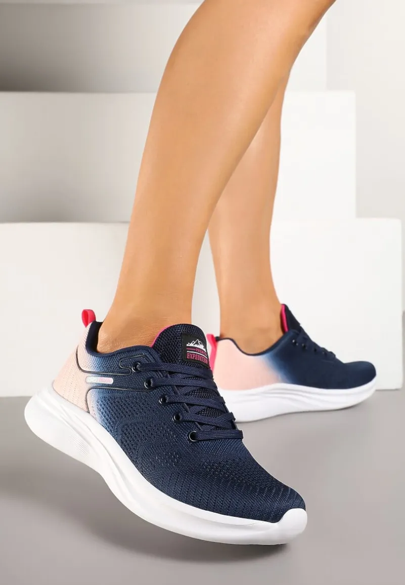 Granatowo-Różowe Buty Sportowe z Efektem Ombre na Podeszwie z Pianki Elanielia