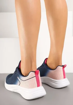 Granatowo-Różowe Buty Sportowe z Efektem Ombre na Podeszwie z Pianki Elanielia