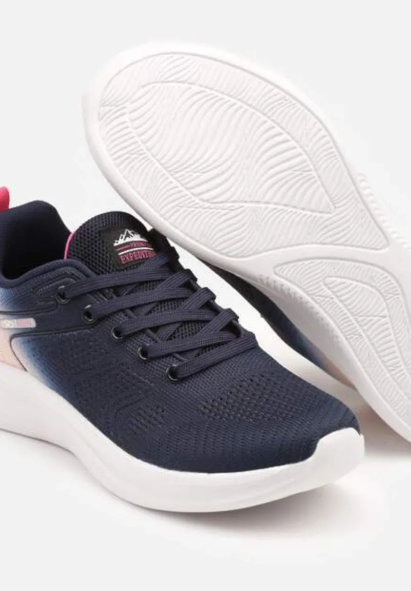 Granatowo-Różowe Buty Sportowe z Efektem Ombre na Podeszwie z Pianki Elanielia