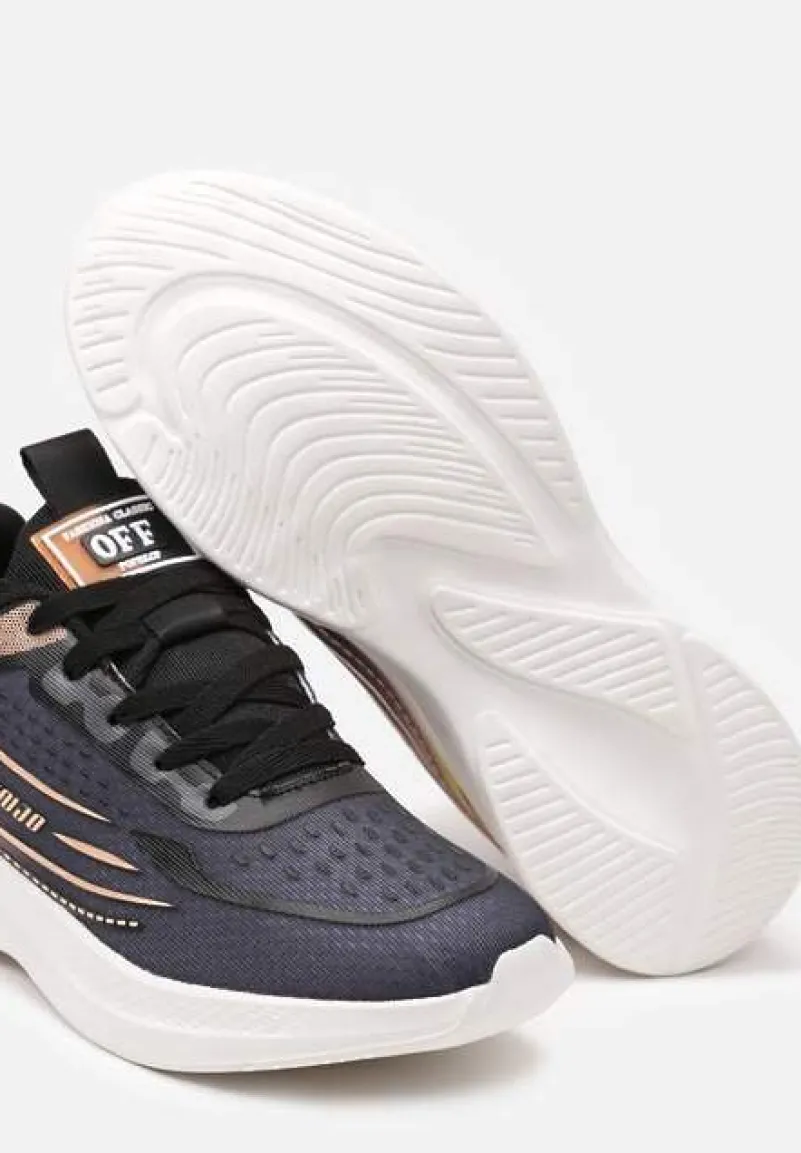 Granatowo-Różowe Casualowe Buty Sportowe Sneakersy na Tłoczonej Płaskiej Podeszwie Moavette