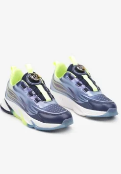 Granatowo-Zielone Buty Sportowe Sneakersy na Płaskiej Podeszwie z Regulowanym Pokrętłem Vimaritta