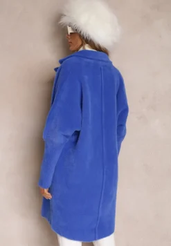 Granatowy Płaszcz z Bawełną Oversize Brumisia