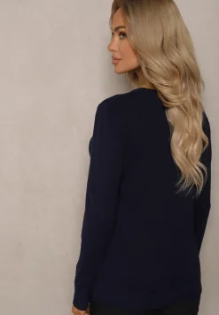 Granatowy Sweter o Klasycznym Kroju Irilians