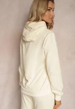 Jasnobeżowa Kangurka Bluza z Kapturem i Ściągaczem Saveria