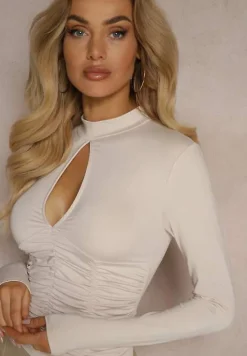 Jasnobeżowa Bluzka z Wycięciem Eina